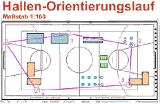 Beispielkarte für einen Hallen-OL